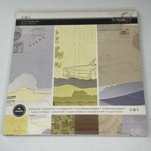 Scrapbook  12 x 12 Paper Pad 48‎ Sheets New En Route Planes Cars Travel Trip